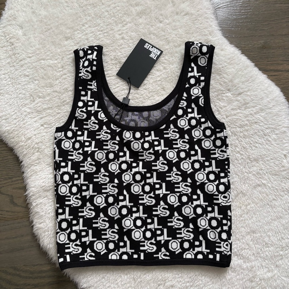 NWT THE KOOPLES black and white monochrome knit tank top - Picture 10 of 11